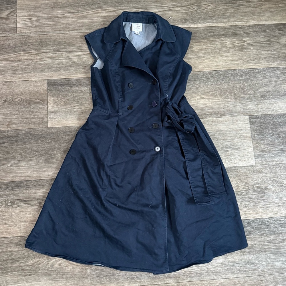 Suzi Chin for Maggy Boutique Navy Trench Style Sleeveless Dress Size 8